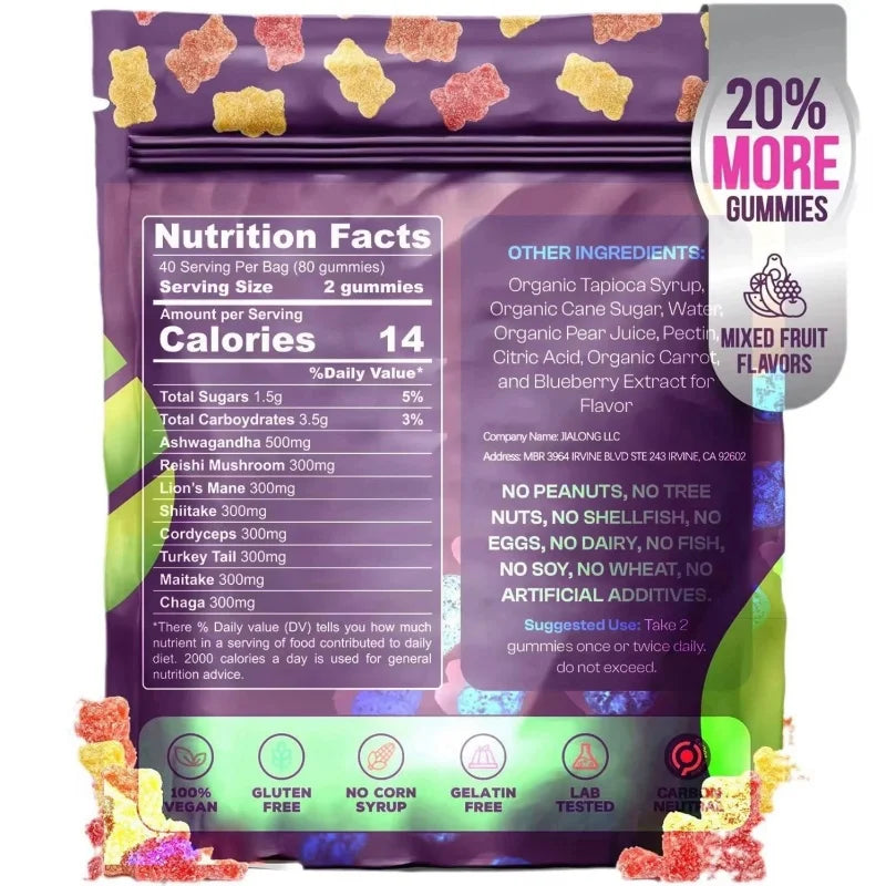 Mushroom Gummies - Lion's Mane Ashwagandha - 2500mg