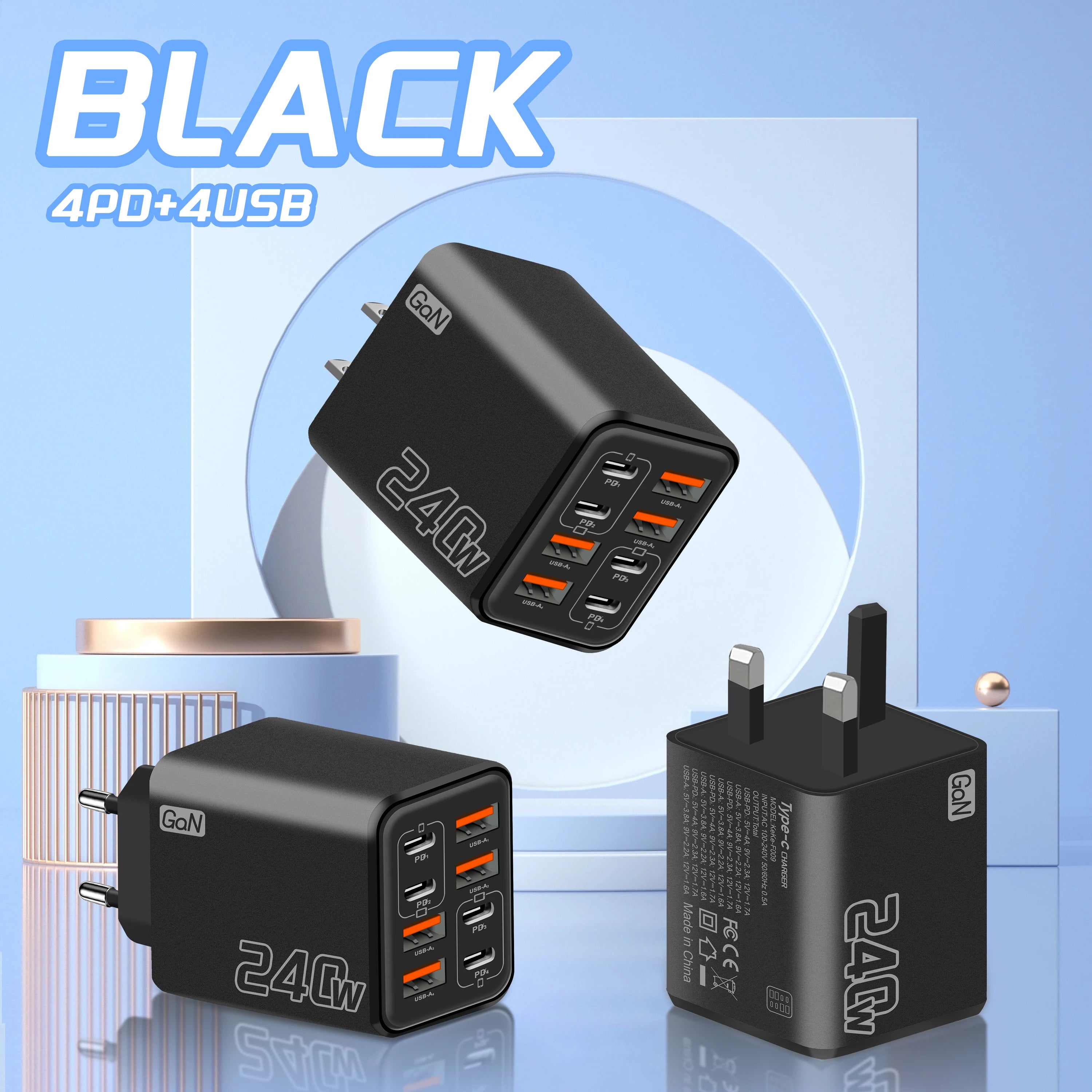 240W GaN USB C Charger 8 in 1 Fast Charging