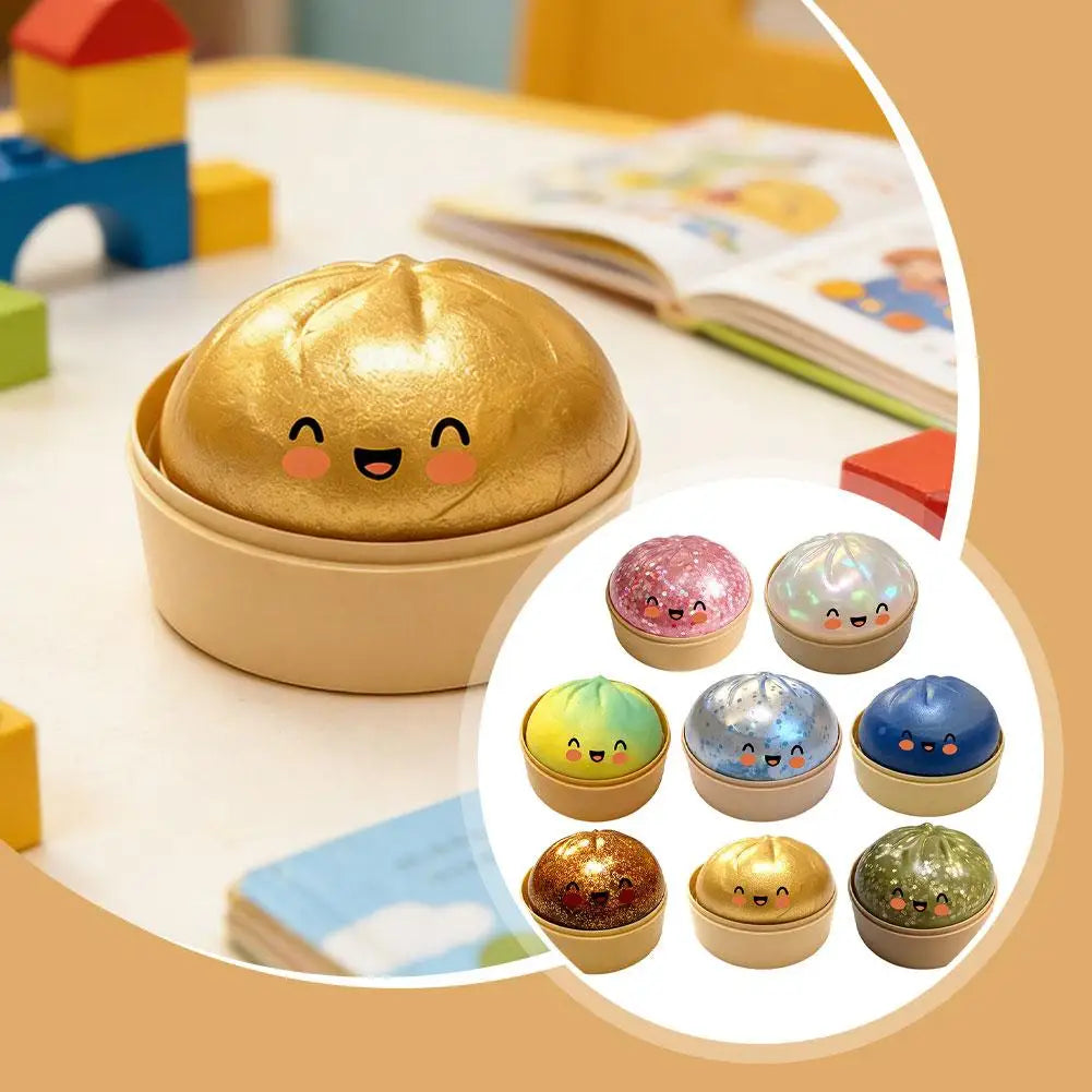 Giant Dumpling Squeeze Toy with Bamboo Steamer