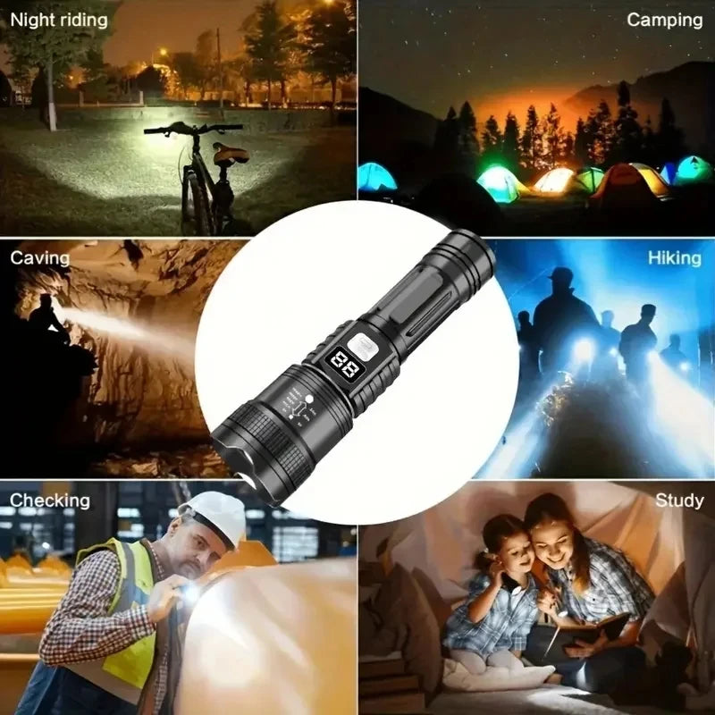 100000LM Super Bright Flashlight Type-C