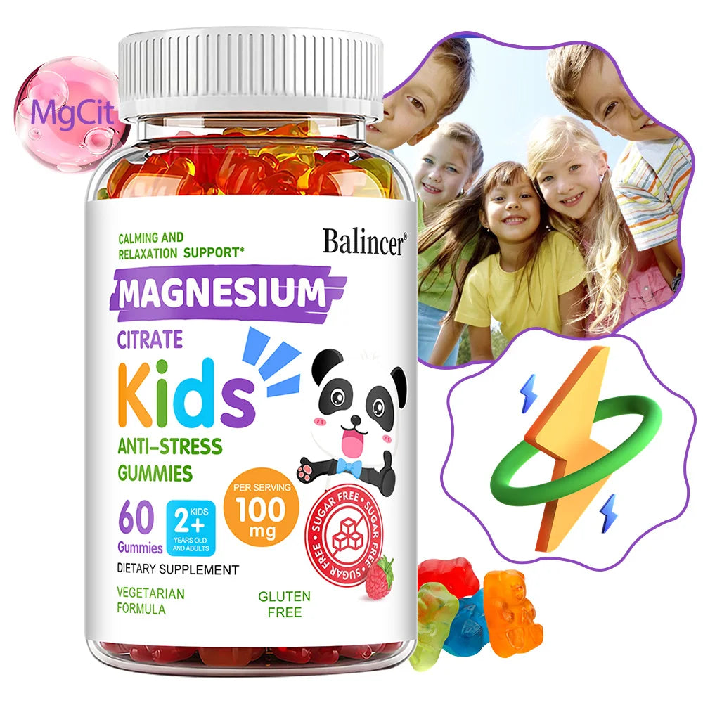 Kids Magnesium Gummies - Calming, Anti-stress, Healthy Sleep, Improve Memory, Concentration