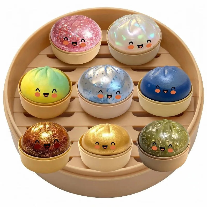 Giant Dumpling Squeeze Toy with Bamboo Steamer