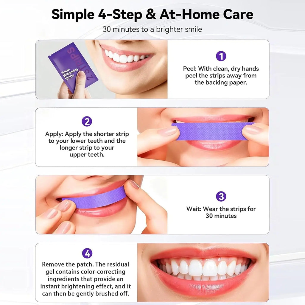 Premium Purple Whitening Strips - Professional Tooth Stain Removal