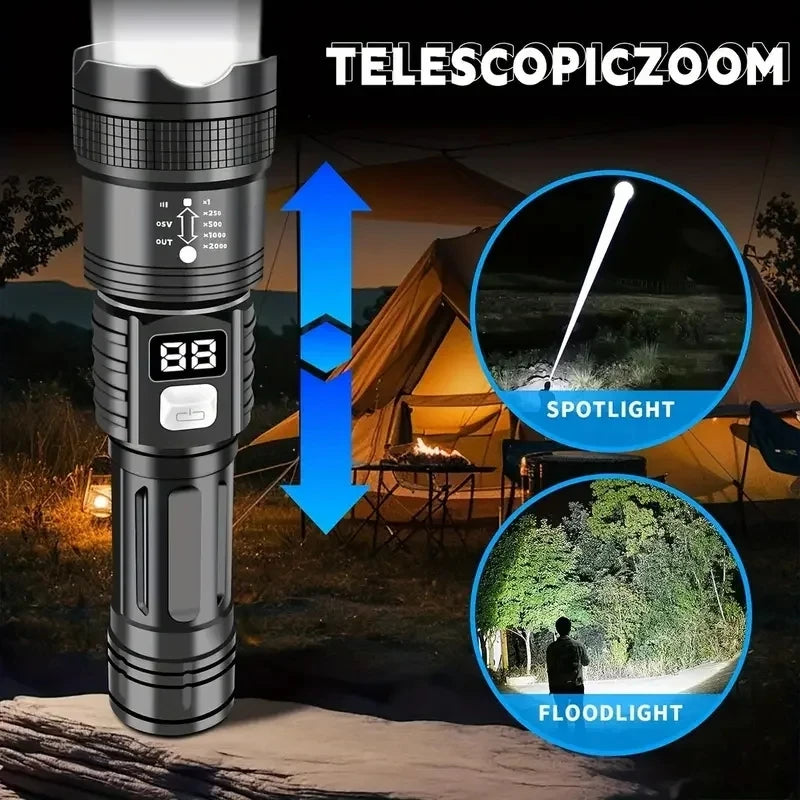 100000LM Super Bright Flashlight Type-C