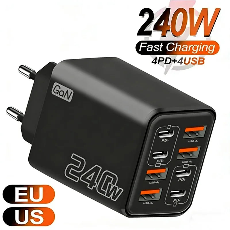 240W GaN USB C Charger 8 in 1 Fast Charging