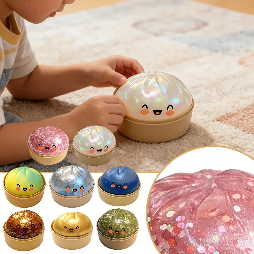 Giant Dumpling Squeeze Toy with Bamboo Steamer
