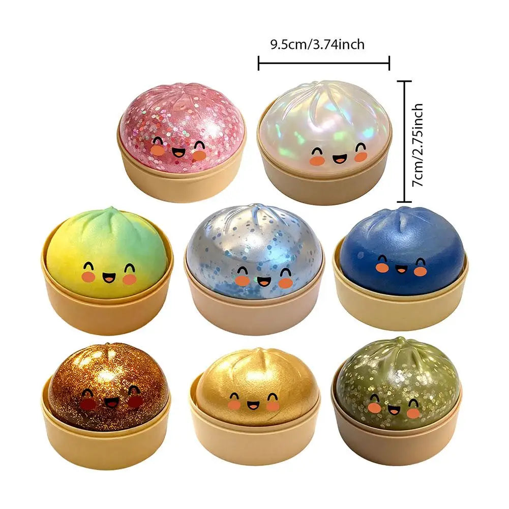 Giant Dumpling Squeeze Toy with Bamboo Steamer