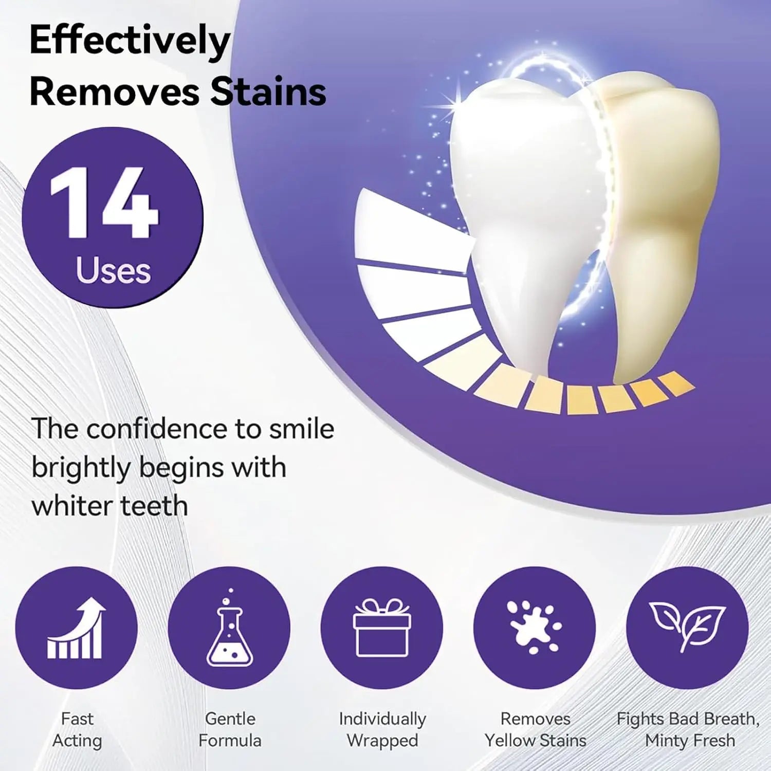 Premium Purple Whitening Strips - Professional Tooth Stain Removal