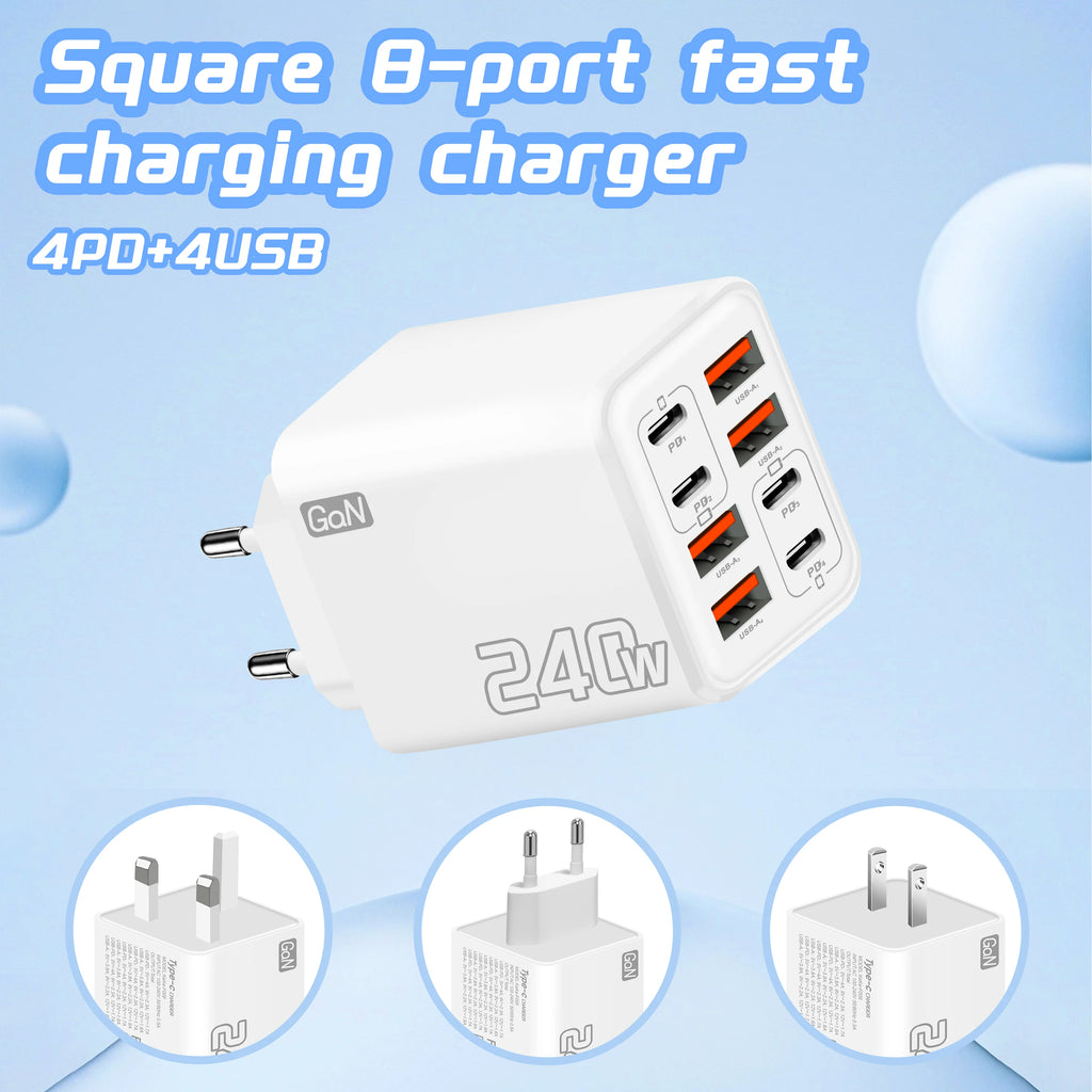 240W GaN USB C Charger 8 in 1 Fast Charging