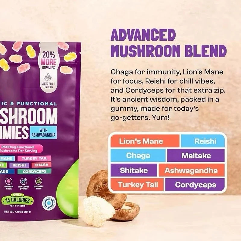 Mushroom Gummies - Lion's Mane Ashwagandha - 2500mg