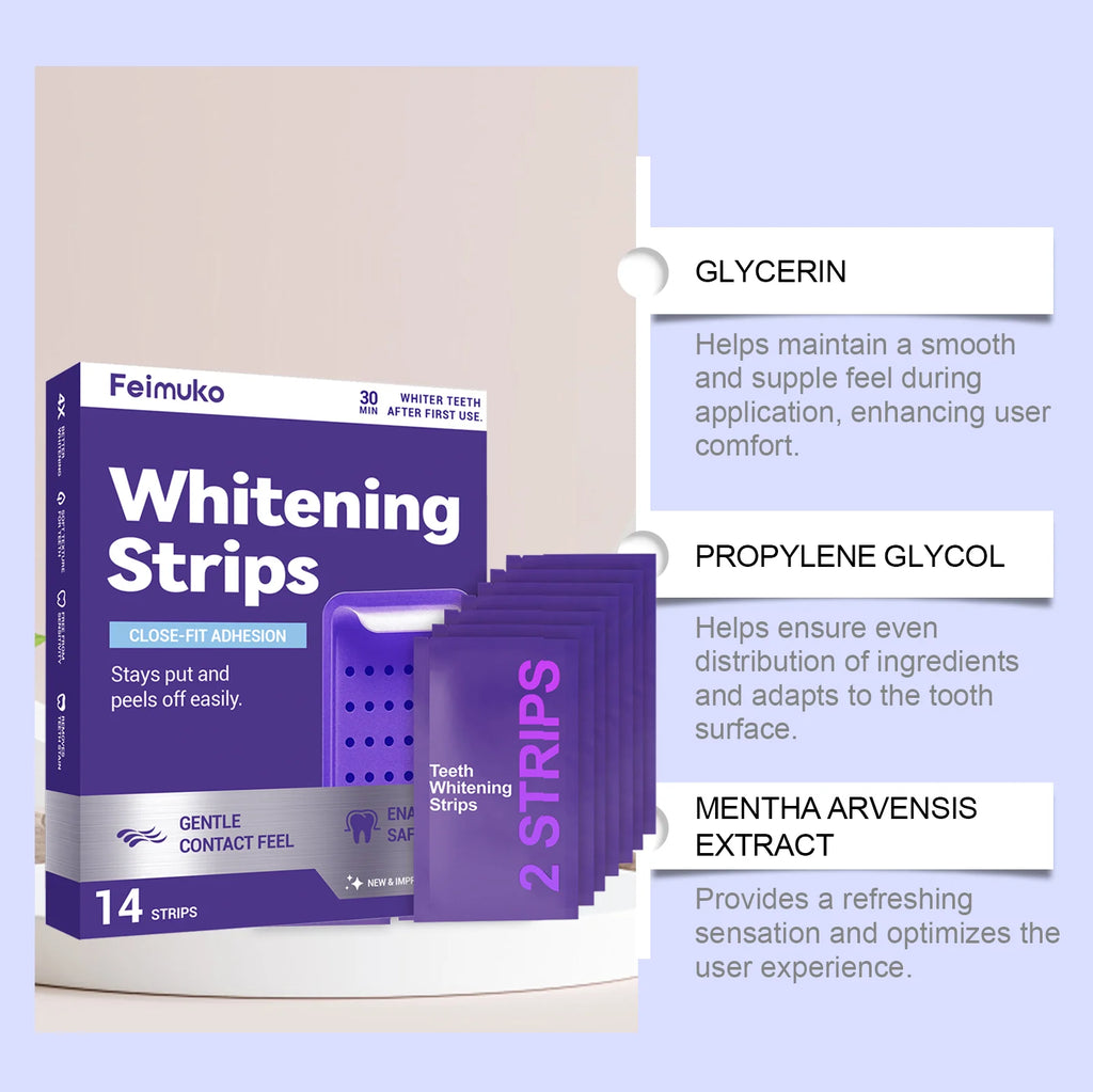 Premium Purple Whitening Strips - Professional Tooth Stain Removal